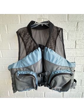 Field & Stream Gray Blue Fishing Vest Flotation Aid Type III PFD Adult > 90 lbs